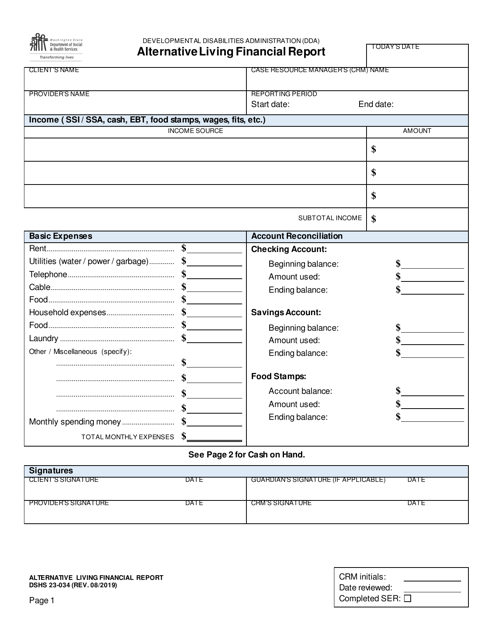 DSHS Form 23-034  Printable Pdf