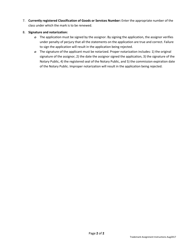 Instructions for Application for Assignment/Transfer of Trademark - South Dakota, Page 2