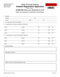 Document preview: Emblem Registration Application - South Dakota