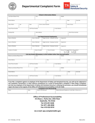 Form SF-1195 &quot;Departmental Complaint Form&quot; - Tennessee
