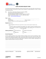 Form AB-0198 Public Records Request Form - Tennessee