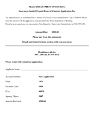 Document preview: Insurance-Funded Prepaid Funeral Contract Application Fee Invoice - Texas