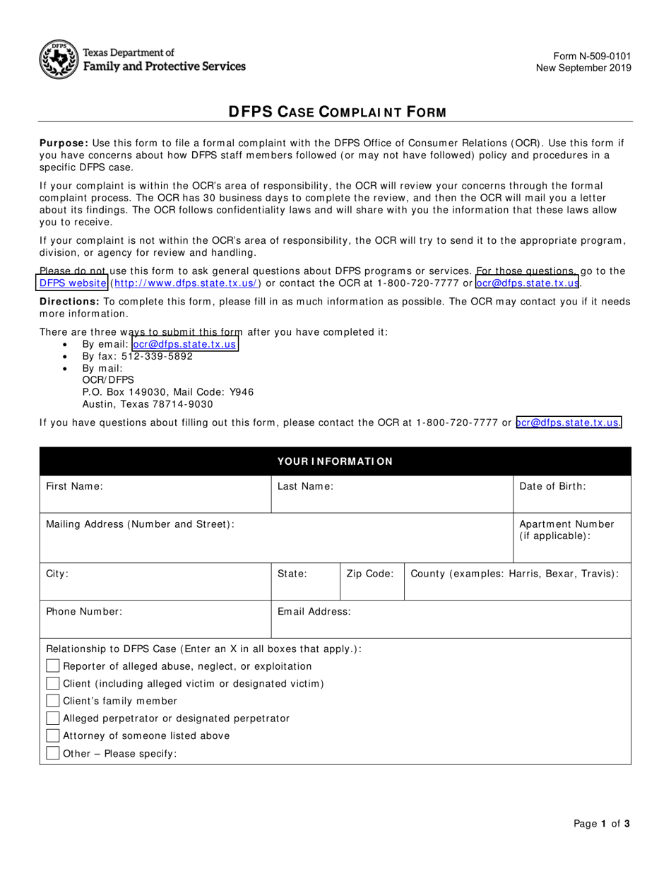 Form N 509 0101 Fill Out Sign Online And Download Fillable Pdf