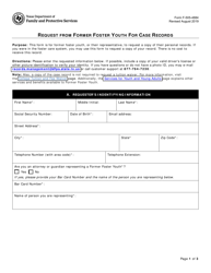 Document preview: Form F-505-4884 Request From Former Foster Youth for Case Records - Texas