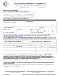 Document preview: TDLR Form 055IHB Design Review Agencies and Third Party Inspection Agencies Application for Registration - Texas