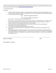TDLR Form 073IHB Engineer/Architect Application as a Council Approved Inspector - Texas, Page 2