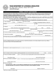 TDLR Form LIC002 Criminal History Questionnaire - Texas, Page 3