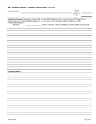 Form IHB230 Ihb - Installation Inspection - Foundation Inspection Report - Texas, Page 2