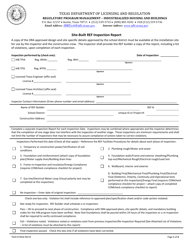TDLR Form 074IHB Site-Built Ref Inspection Report - Texas