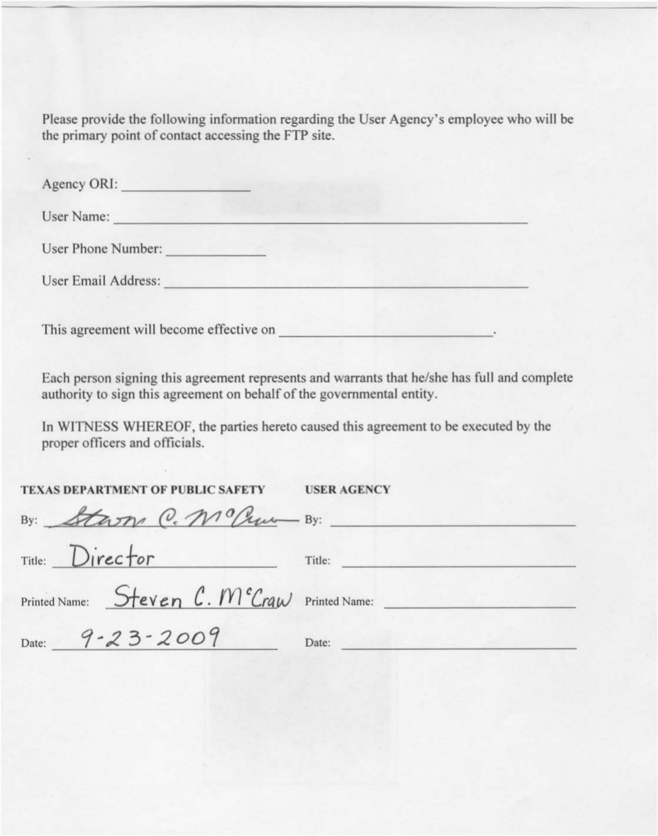 Memo of Understanding Regarding Tcic Stolen License Plate and Tcic Stolen Vehicle Information - Texas, Page 3