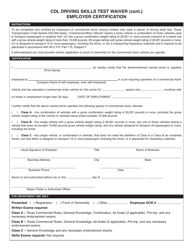 Form CDL-3 Cdl Driving Skills Test Waiver Applicant Information - Texas, Page 2