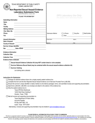 Document preview: Form LAB-205 Non-reported Sexual Assault Evidence Laboratory Submission Form - Texas