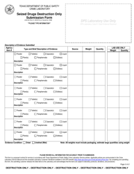 Form LAB-202 Seized Drugs Destruction Only Submission Form - Texas, Page 2