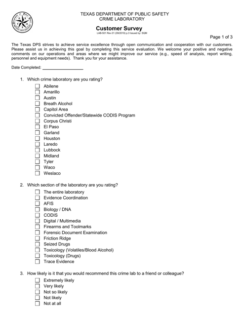 Form LAB-501  Printable Pdf