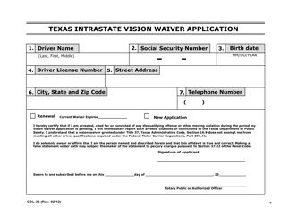 Form CDL-36 Texas Intrastate Vision Waiver Application and Physical Examination Report - Texas, Page 4