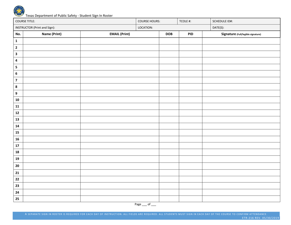 Form ETR-216 Download Fillable PDF or Fill Online Student Sign in