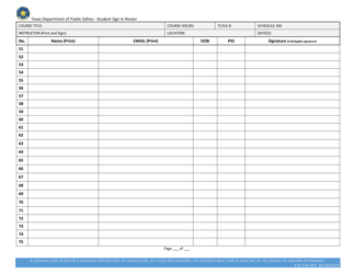 Form ETR-216 Student Sign in Roster - Texas, Page 3