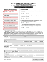 Form MP-25 Blue Alert Request Form - Texas
