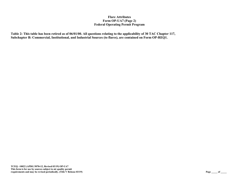 Form OP-UA7 (10022) Flare Attributes - Texas, Page 10