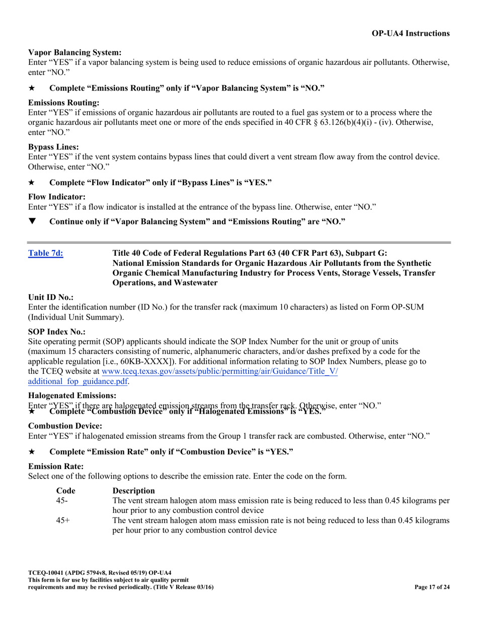 Form OP-UA4 (10041) Loading / Unloading Operations Attributes - Texas, Page 17