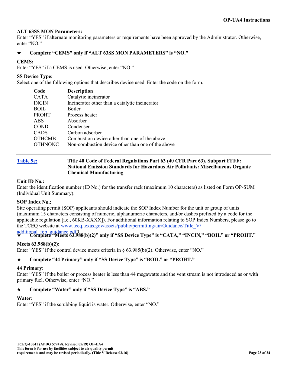 Form OP-UA4 (10041) Loading / Unloading Operations Attributes - Texas, Page 23
