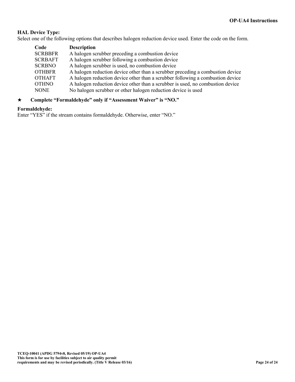 Form OP-UA4 (10041) Loading / Unloading Operations Attributes - Texas, Page 24