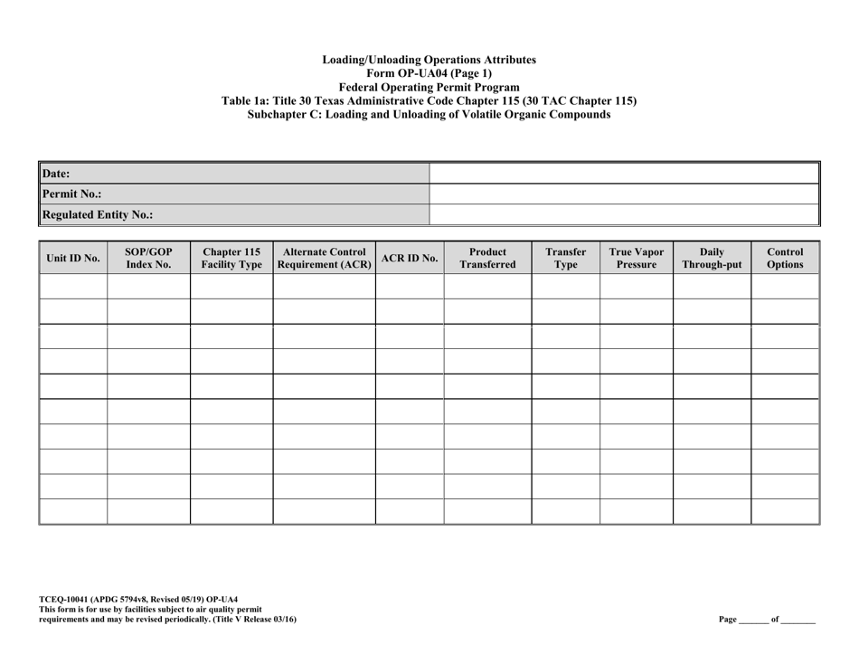 Form OP-UA4 (10041) Loading / Unloading Operations Attributes - Texas, Page 25