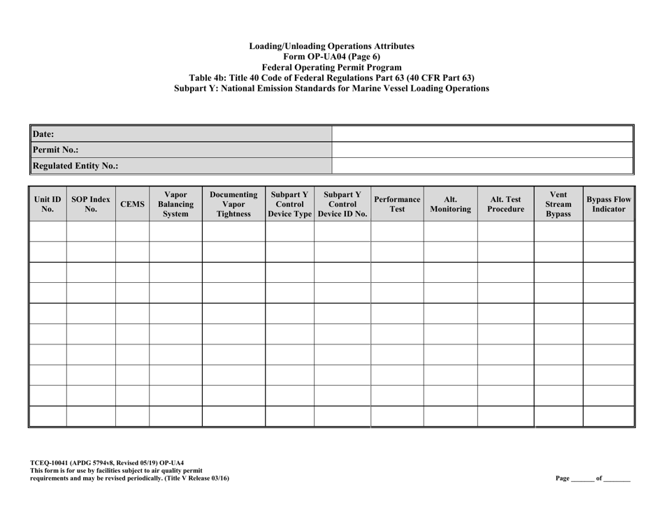 Form OP-UA4 (10041) Loading / Unloading Operations Attributes - Texas, Page 30