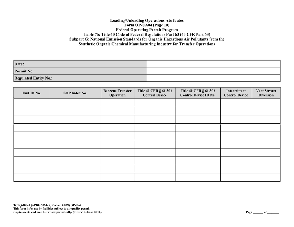 Form OP-UA4 (10041) Loading / Unloading Operations Attributes - Texas, Page 34