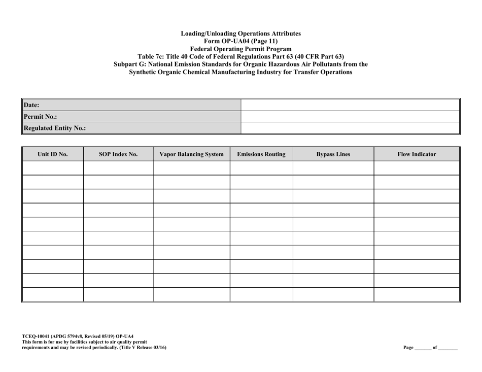 Form OP-UA4 (10041) Loading / Unloading Operations Attributes - Texas, Page 35
