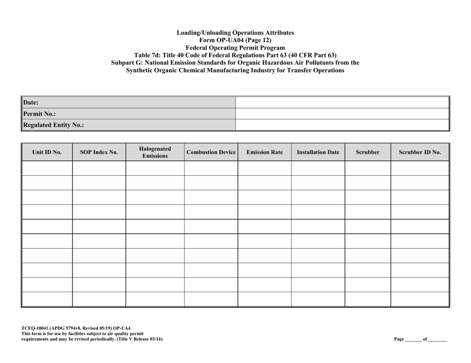 Form OP-UA4 (10041) Loading / Unloading Operations Attributes - Texas, Page 36