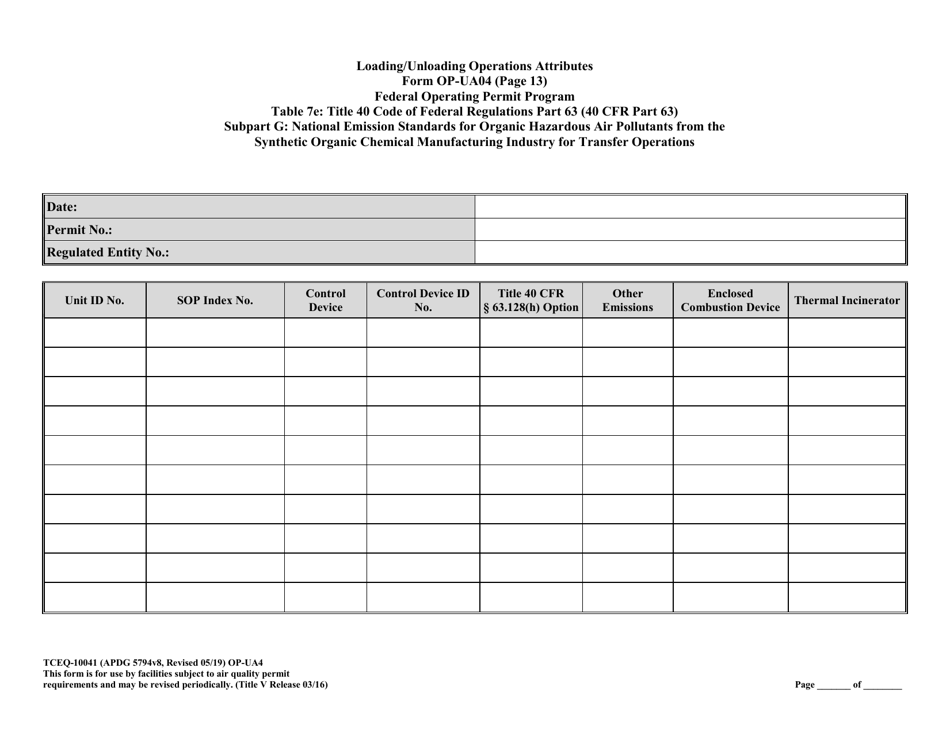 Form OP-UA4 (10041) Loading / Unloading Operations Attributes - Texas, Page 37