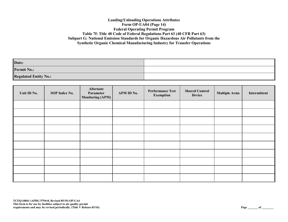 Form OP-UA4 (10041) Loading / Unloading Operations Attributes - Texas, Page 38