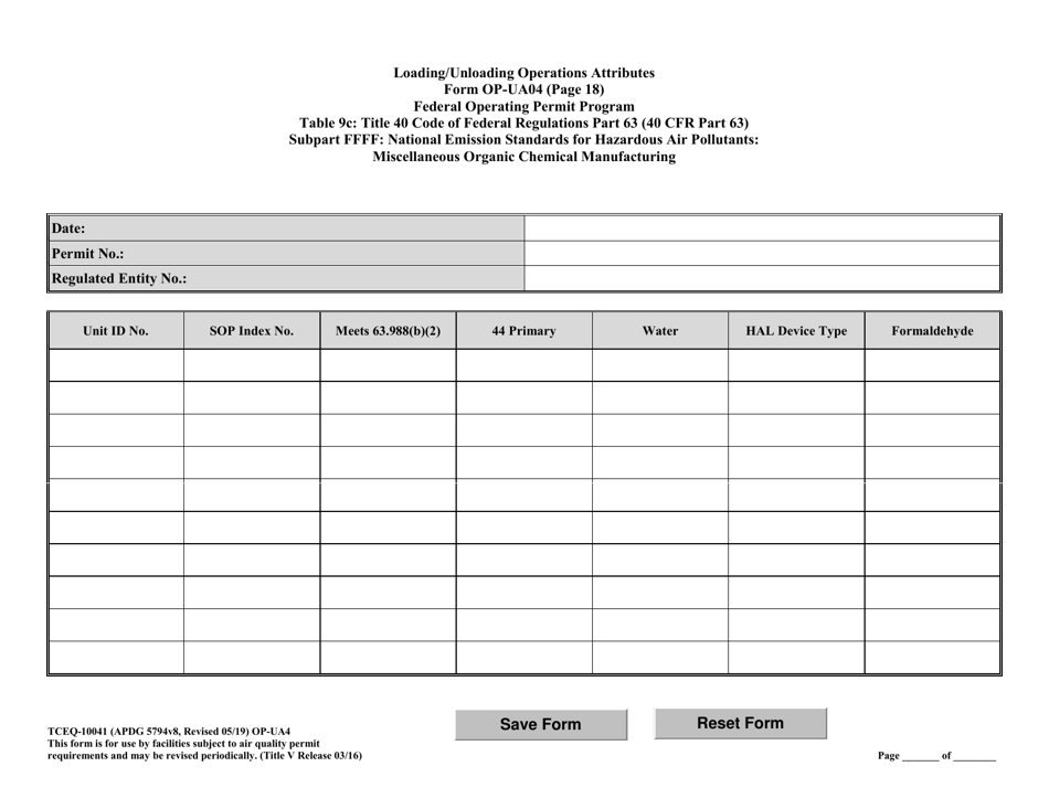 Form OP-UA4 (10041) Loading / Unloading Operations Attributes - Texas, Page 42
