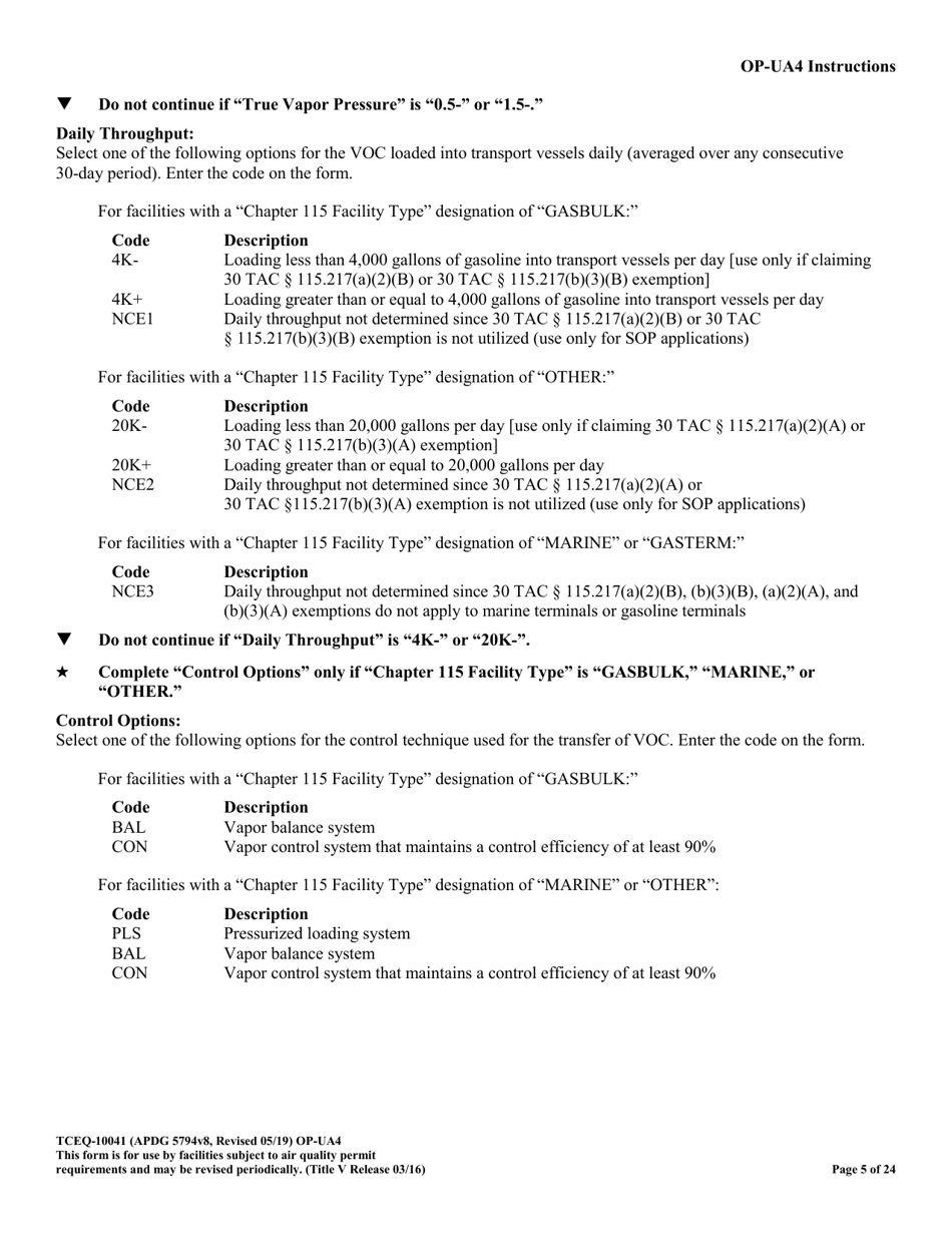 Form OP-UA4 (10041) Loading / Unloading Operations Attributes - Texas, Page 5