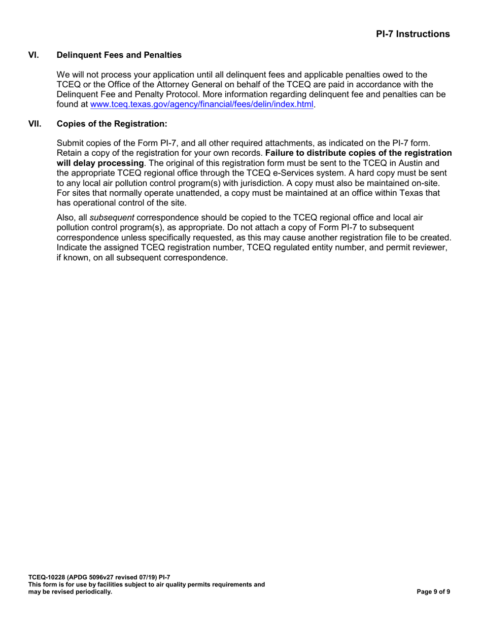 Form PI-7 (10228) Registration for Permits by Rule (Pbr) - Texas, Page 10