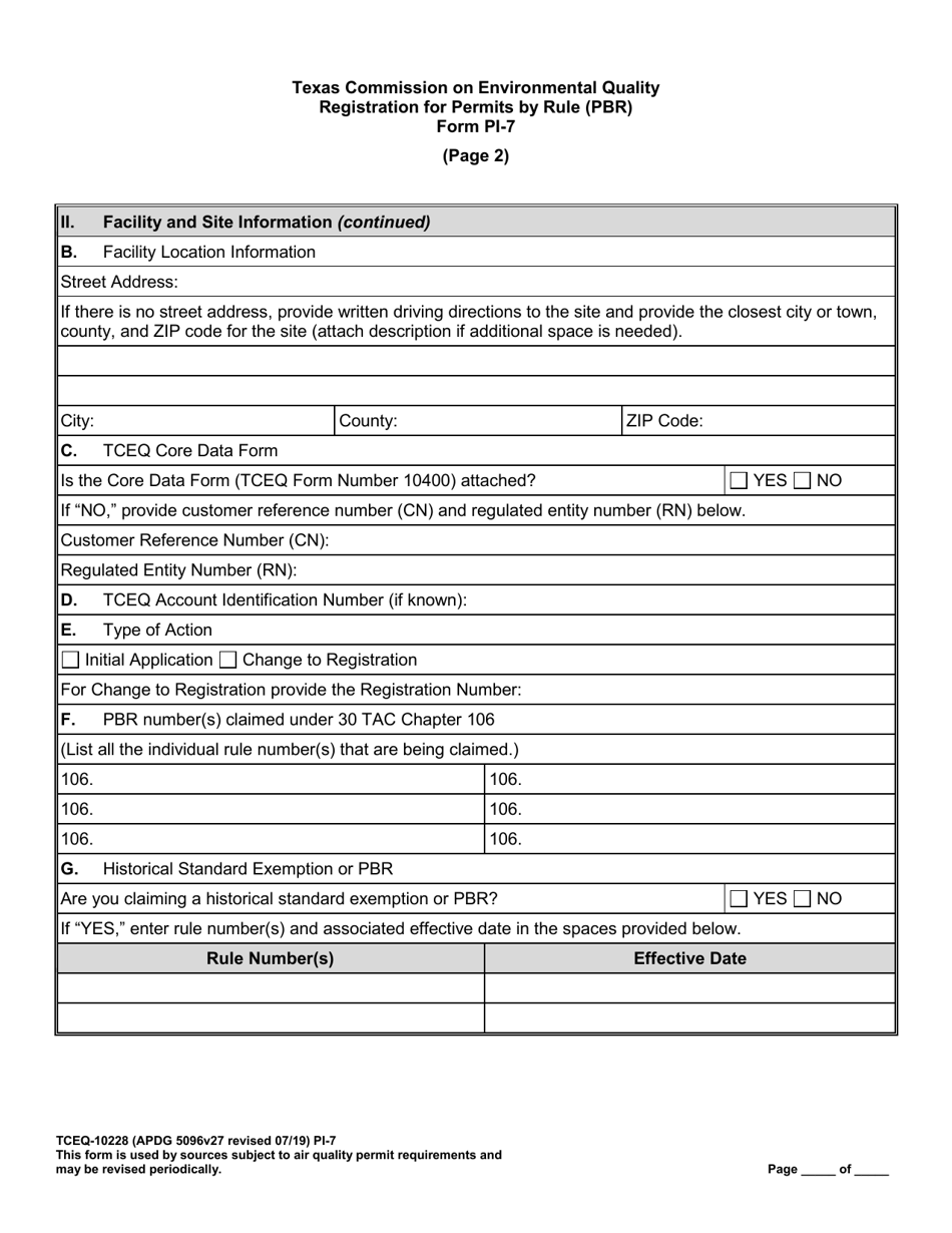 Form PI-7 (10228) Registration for Permits by Rule (Pbr) - Texas, Page 12