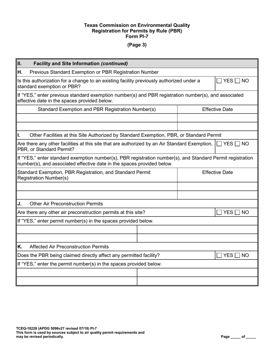 Form PI-7 (10228) Registration for Permits by Rule (Pbr) - Texas, Page 13