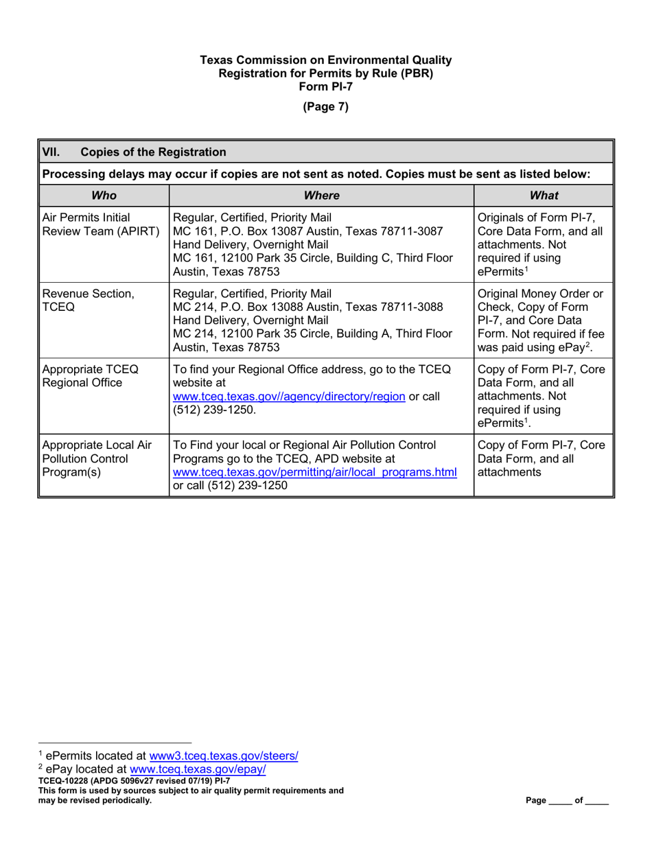 Form PI-7 (10228) Registration for Permits by Rule (Pbr) - Texas, Page 17