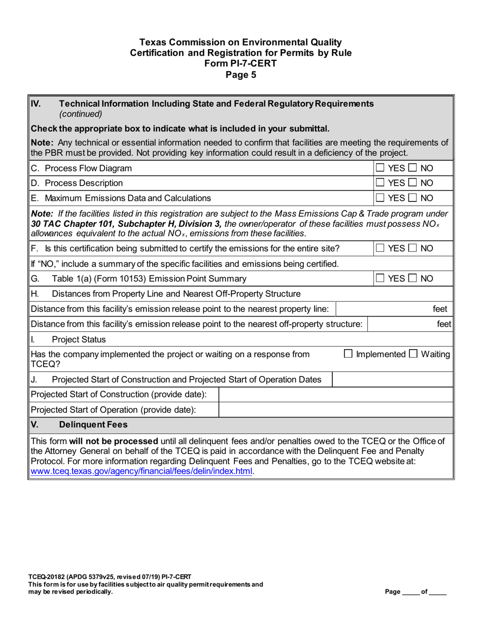Form PI-7-CERT (20182) Certification and Registration for Permits by Rule - Texas, Page 14