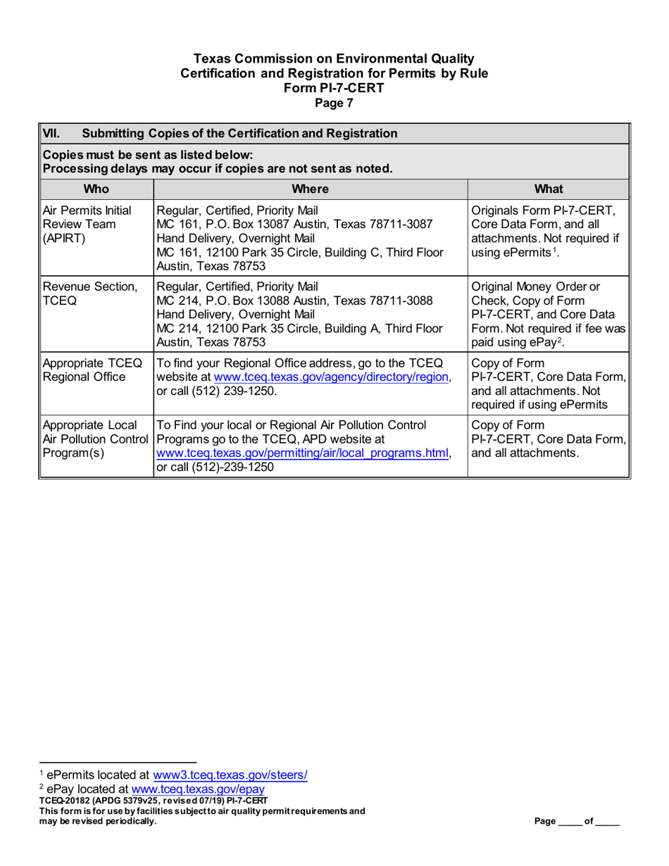 Form PI-7-CERT (20182) Certification and Registration for Permits by Rule - Texas, Page 16