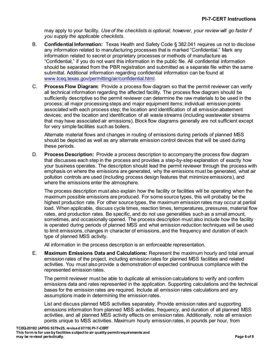Form PI-7-CERT (20182) Certification and Registration for Permits by Rule - Texas, Page 7