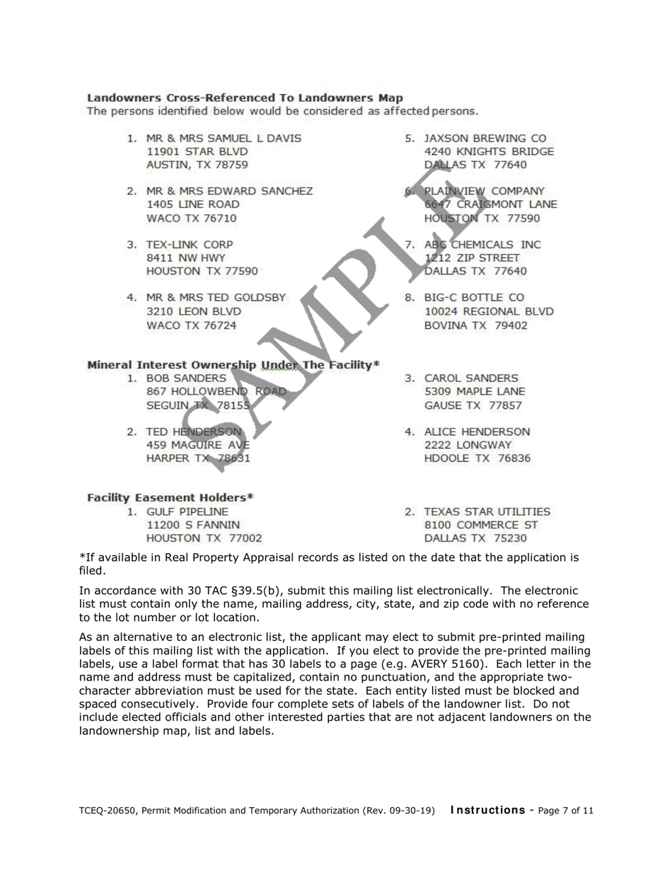 Form 20650 Permit / Registration Modification and Temporary Authorization Application Form for an Msw Facility - Texas, Page 15