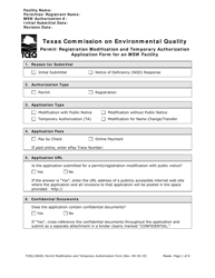 Form 20650 Permit/Registration Modification and Temporary Authorization Application Form for an Msw Facility - Texas
