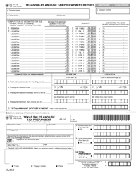 Document preview: Form 01-118 Texas Sales and Use Tax Prepayment Report - Texas