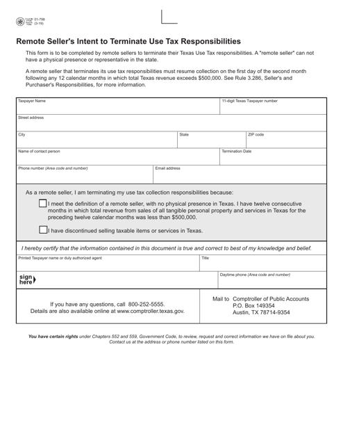 Form 01-798  Printable Pdf