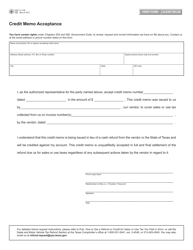 Document preview: Form 01-136 Credit Memo Acceptance - Texas