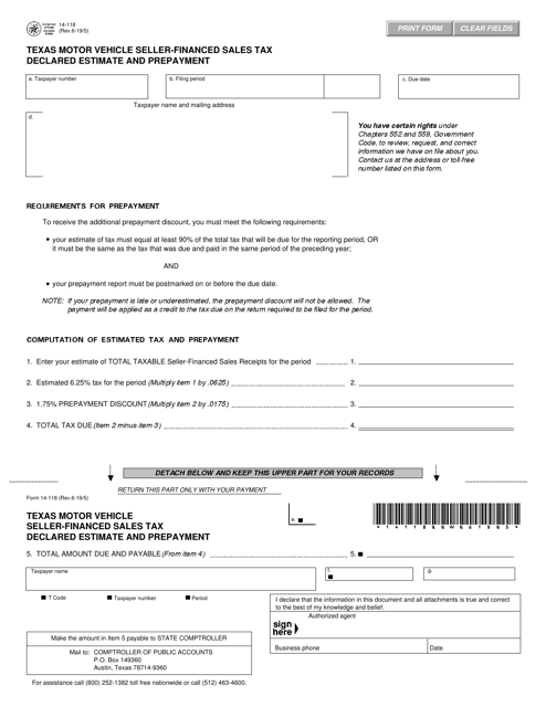 Form 14-118  Printable Pdf