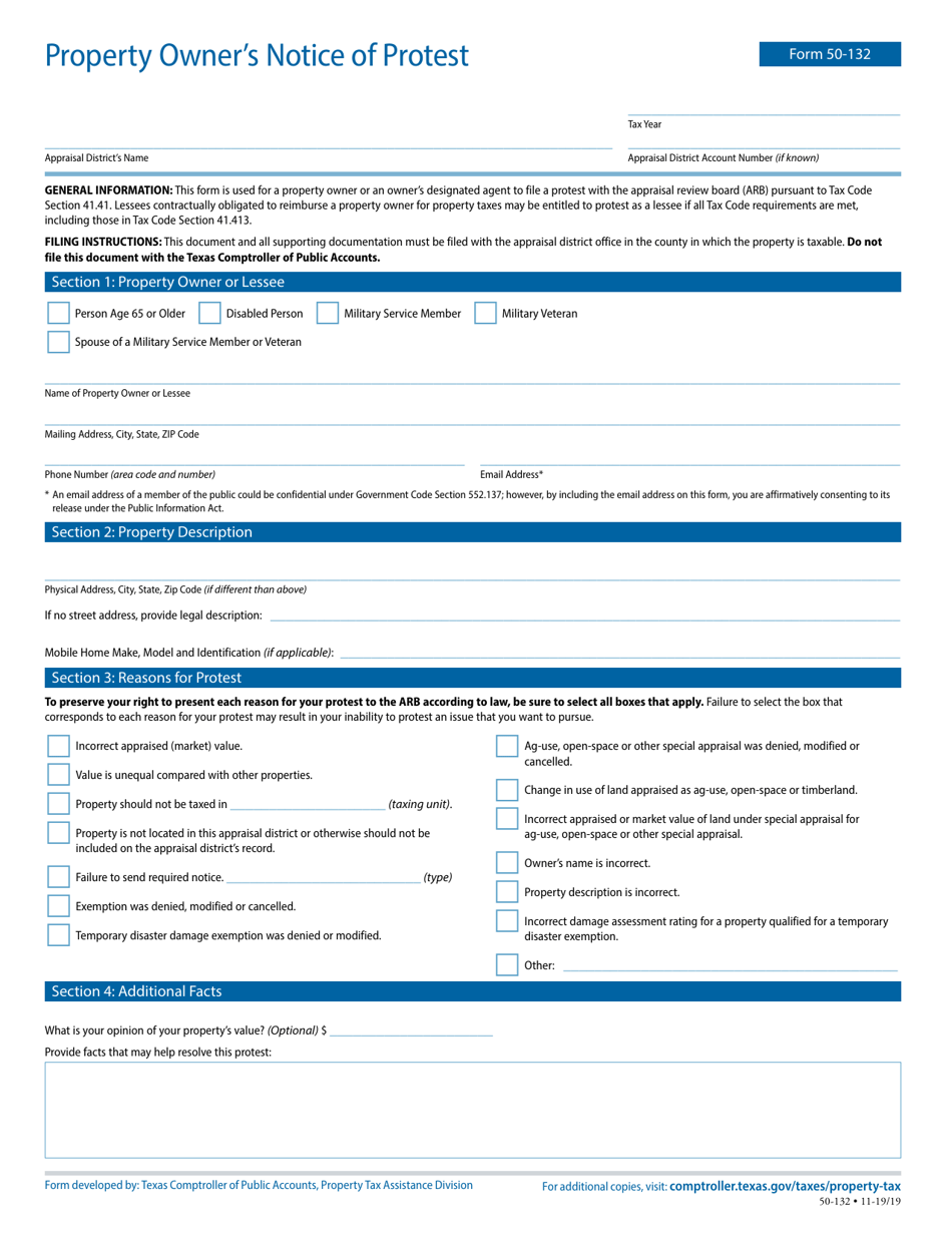 Form 50 132 Download Fillable PDF Or Fill Online Property Owner s 