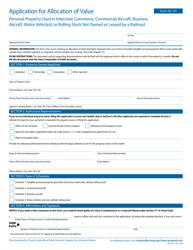 Form 50-147 Application for Allocation of Value for Personal Property Used in Interstate Commerce, Commercial Aircraft, Business Aircraft, Motor Vehicle(S), or Rolling Stock Not Owned or Leased by a Railroad - Texas